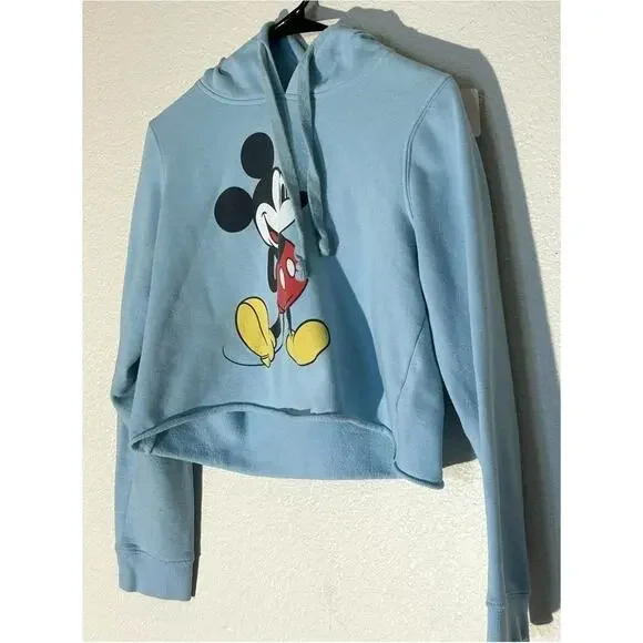 Disney Mickey Mouse Sky Blue Crop Top - Women's Medium - Picture 3 of 4